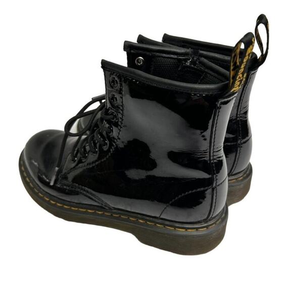 Dr. Martens Boots Girls 3 Black Patent Leather Lace Up Side Zip - Picture 5 of 12